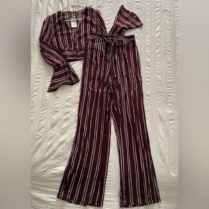 Striped Set-Long sleeved crop, and Pant